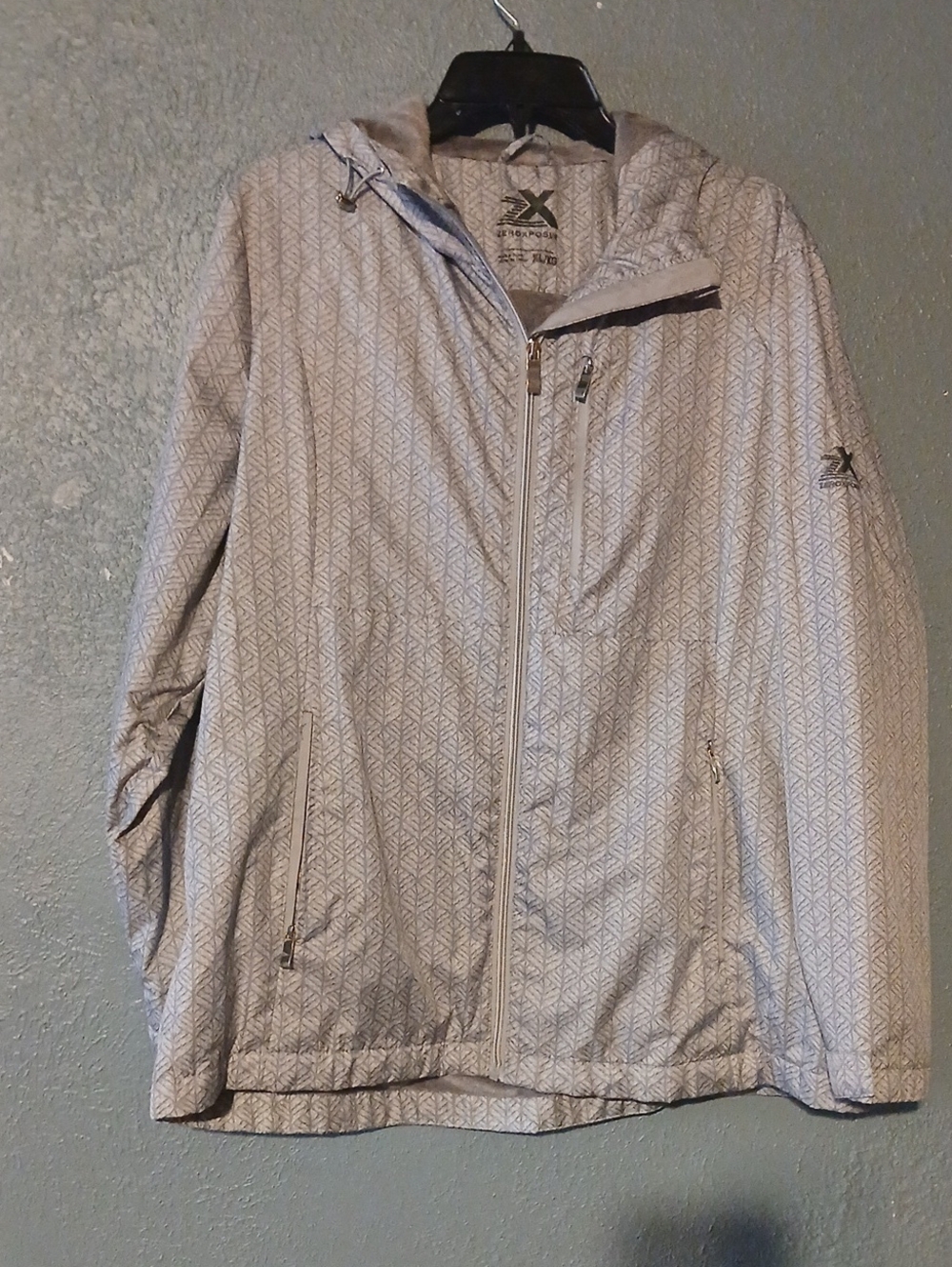 Zeroxposur Men’s Gray Hooded Jacket with Subtle Geometric Print